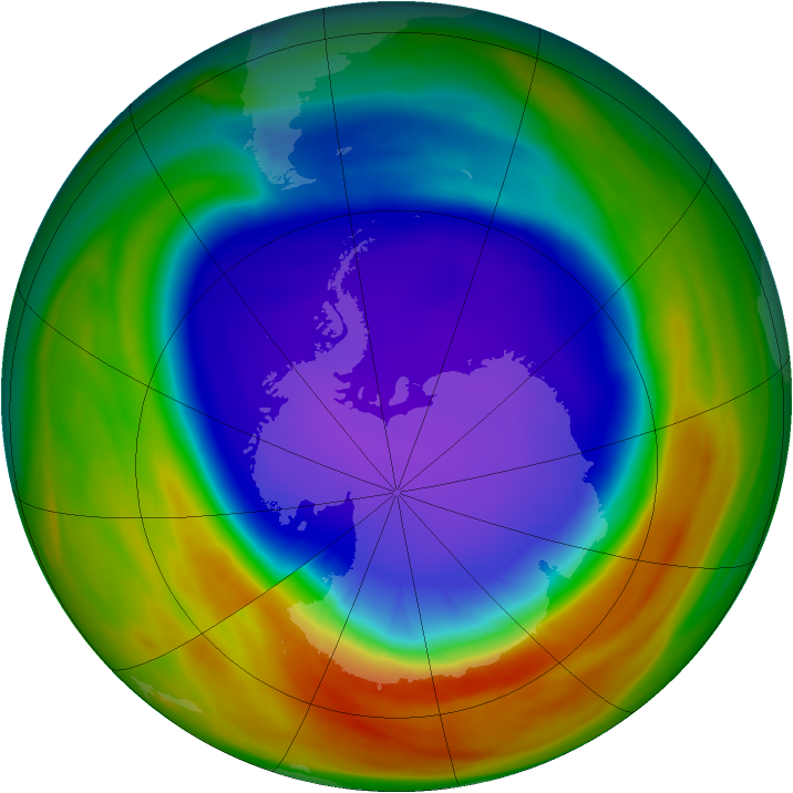 Antarctic ozone map for 30 September 2007